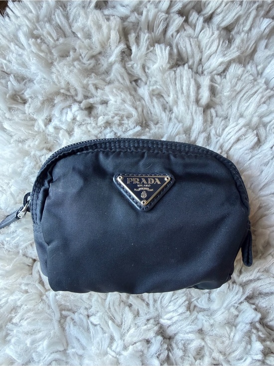Prada Handbags - Prada Blue Nylon Pouch with Triangle Logo